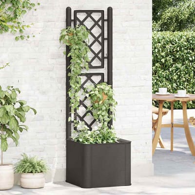 Plantenbak met klimrek - Bloembak - Weerbestendig - Met trellis - Buiten - Hout - Plantenrek - Rechthoekig - Antraciet