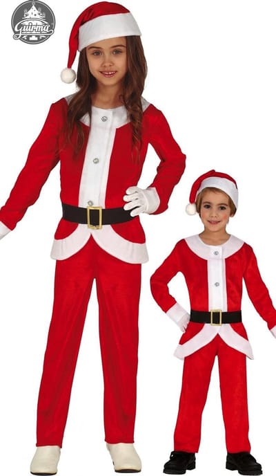 Guirma - Kerst & Oud & Nieuw Kostuum - Kerstvrouwtje Kerstmannetje Father Christmas Kind Kostuum - Rood - 5 - 6 jaar - Kerst - Verkleedkleding