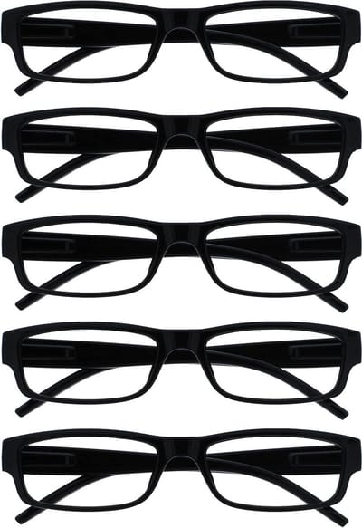 Leesbrillen - Leesglazen Set - Lezen en Zien - Lichtgewicht Frame - 5 Stuks - Zwart