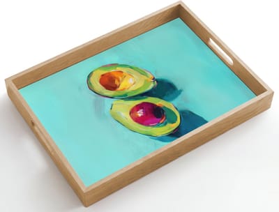 Dienblad hout 50x35 cm - Schootdienblad - Avocado - Groen - Pit - Schaduw - Borrelplank rechthoek - Plateau dienbladen