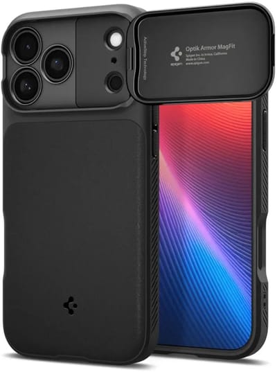 Spigen Optik Armor MagFit | Hoesje Geschikt voor Apple iPhone 17 Pro Max | Compatibel met MagSafe | Back Cover met Camera Slider | Zwart