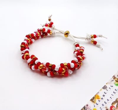 Jeannette-Creatief® - Beach – Miyuki Rocailles Rood Gevlochten Armband - Armband – Rode Armband - Kralenarmband - Armband Rood - Armband Dames - Leren Armband - IBIZA - Gevlochten Armband - Vlechtarmband - Miyuki Armband