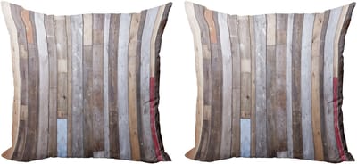 ABAKUHAUS rustieke houten sierkussens, set van 2, retro-effect fotografie, modern accent dubbelzijdige digitale print, 40x40 cm, bruin en veelkleurig