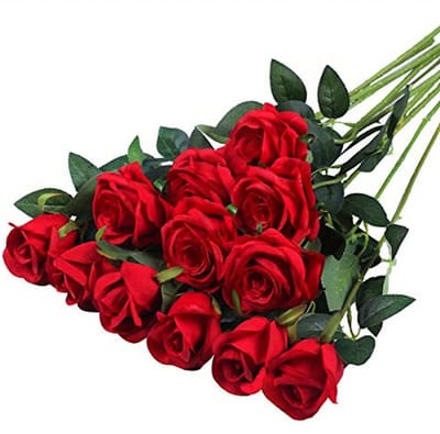 Set van 20 Kunst Rozen Rood - 52CM - Realistisch - Roos Boeket - Bloemen