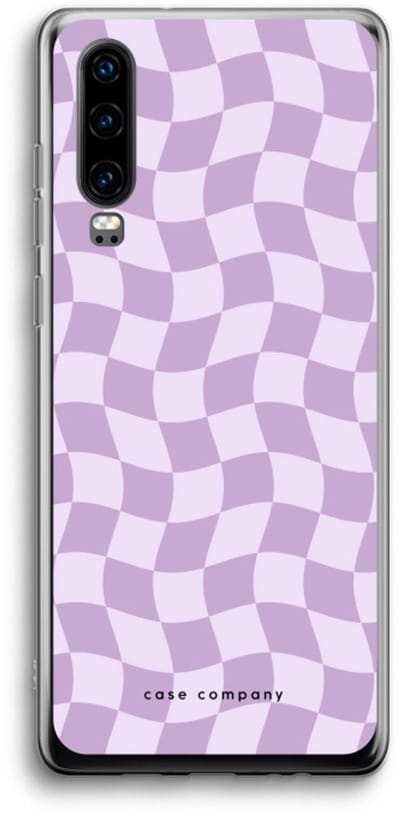 Case Company® - Hoesje geschikt voor Huawei P30 hoesje - Grid Paars - Soft Cover Telefoonhoesje - Bescherming aan alle Kanten en Schermrand