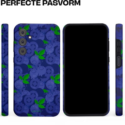 Casetastic hoesje geschikt voor Samsung Galaxy A35 - Dubbellaagse bescherming - Berrytastic Blauwe Blueberry Bessen - Fashion Case - Donkerblauw Groen