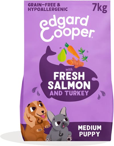 Edgard & Cooper Puppy Hondenbrokken Voor Medium Honden, Verse Zalm & Kalkoen, 7Kg, Hypoallergeen Recept Met Natuurlijke Ingrediënten, Perfecte Vezelbalans