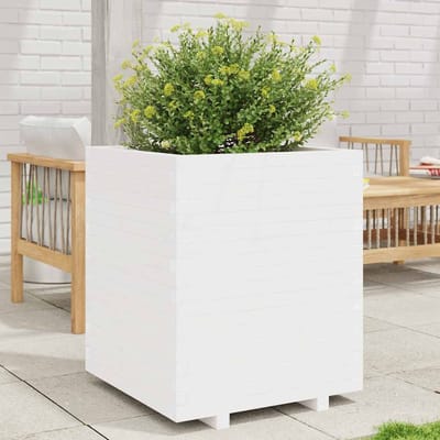 vidaXL - Plantenbak - 60x60x72,5 - cm - massief - grenenhout - wit