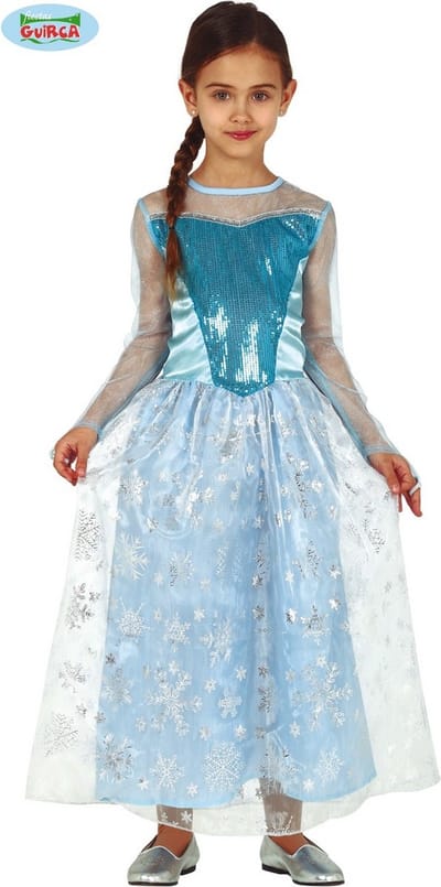 Fiestas Guirca Prinsessen verkleed jurk/kostuum - blauw - voor meisjes - prinses - sneeuwprinses 110/116