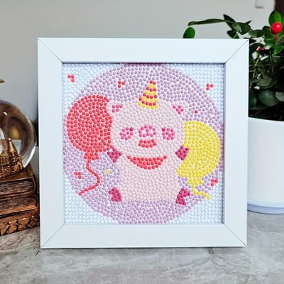 1 ensemble, peinture diamant avec cadre, pâte de matériau faite à la main, jouets éducatifs, broderie diamant, produits faits à la main, besoin de pointer son propre perçage pig