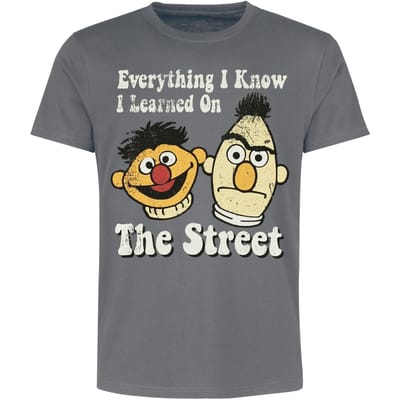 Sesame Street T-shirt - Ernie und Bert - Everything I Know I Learned On The Street - S tot 3XL - voor Mannen - meerkleurig