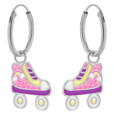 WeLoveSilver - zilveren oorringen meisjes - rolschaats pastel - 6 cm