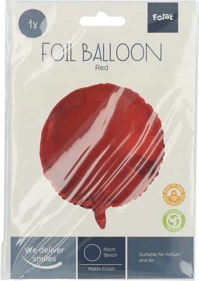 Folat - Folieballon Rond Mat Rood - 45 cm