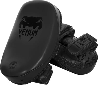 Venum Light Kick Pads Skintex Leer Zwart op Zwart -