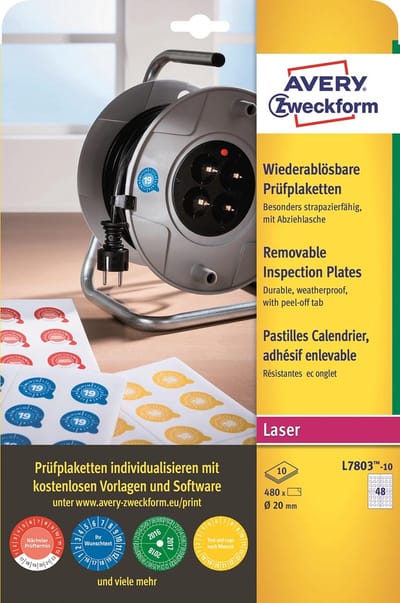Avery Keuringszegels Zweckform 20 Mm Polyester 480 Stuks
