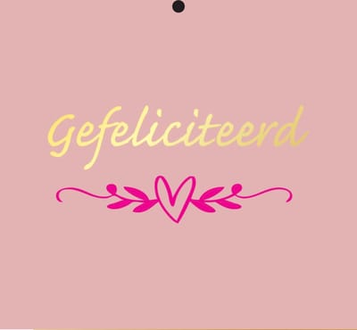 Cadeaukaartje - “Gefeliciteerd” - 20 Stuks - 7mm x 7mm - Wenskaartje - Met boorgaatje - Serie: GOLDY - Metallic goud relief - Kadokaartjes