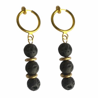 Klem oorbellen-Lava-Goudkleurig-Zwart-geen gaatje-Charme bijoux