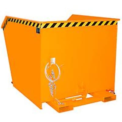 Bauer GU-E 1500 kipcontainer, met zeefplaat & aftapkraan, olie-/waterdicht, geschikt voor vorkheftrucks, B 1280 x D 1640 x H 1090 mm, geel-oranje RAL 2000