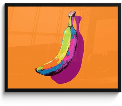 Poster in lijst - Fotolijst 80x60 cm - Posters - Felle kleuren - Banaan - popart - Posterlijst zwart - Decoratie - Wanddecoratie woonkamer - Muurdecoratie slaapkamer