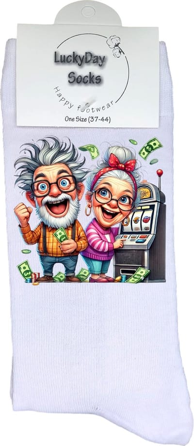 Liefste Oma Opa - Grappige sokken - Origineel cadeau - Verjaardag cadeau - Sint cadeau - Leuke sokken - Casino - Vrolijke sokken - Grappig cadeau - Pensioen cadeau - Kerstcadeau - Vaderdag - Moederdag - Oma - Opa - Gokken - Socks maken Happy - 37-44