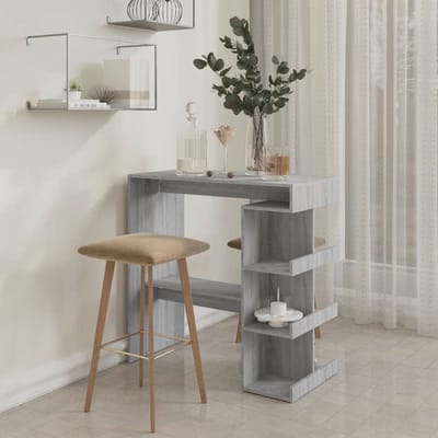 vidaXL - Bartafel - met - opbergrek - 100x50x101,5 - cm - grijs - sonoma