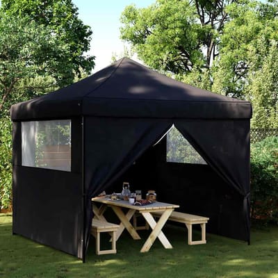 vidaXL - Partytent - inklapbaar - pop-up - met - 4 - zijwanden - zwart