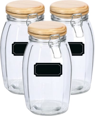 Weckpotten/inmaakpotten - 6x - 1.85L - glas - met beugelsluiting - incl. etiketten