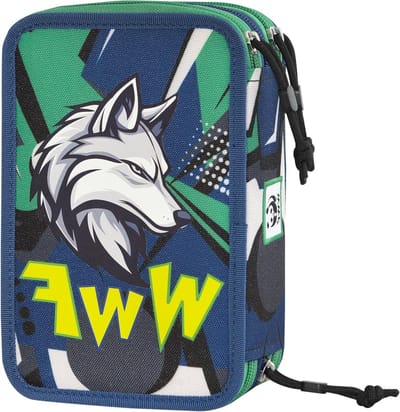 Etui met Tekenset - Pennendoosje School - School Organisatie - 3 Vakken - 20 x 13 x 7 cm - Blauw