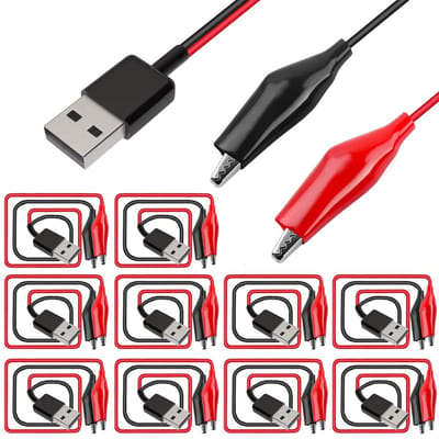 Dailygoody - Usb naar Alligator Clips Kabelaansluiting - 10 Stuks