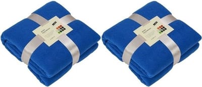 2x Fleece dekens/plaids kobaltblauw 130 x 170 cm - Woondeken - Fleecedekens