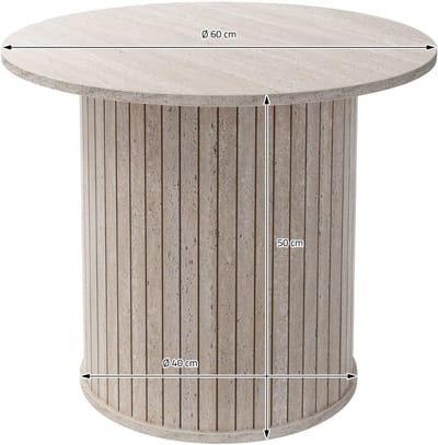 Salontafel rond Ø60 x 50 cm, stone look, beige, woonkamertafel ML design