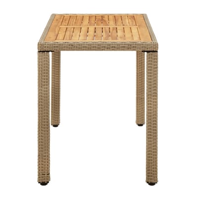 vidaXL - Tuintafel - 123x60x74 - cm - poly - rattan - en - massief - acaciahout - beige