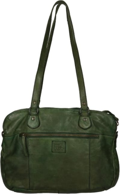 Bear Design Medium Schoudertas / Crossbody Tas Dames - Leer - Cow Lavato - Groen