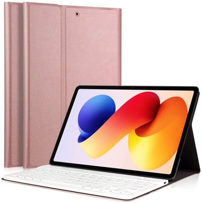 Hoes met toetsenbord geschikt voor Xiaomi Redmi Pad 2 Pro - Keyboard Book Case Cover Hoesje Rosegoud