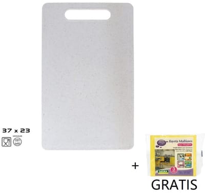 Snijplank 37X23 x 0.8 cm Creme wit - Vierkant Keuken snijplank- Keuken Graniet patroon effect- met pak 3 stuks gele doekjes- Kerstcadeau| Cadeau verjaardag