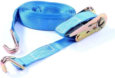Set van 4 sjorriemen, met haken, 6 m, tot 500 kg, tweedelig, 2-delig, blauw