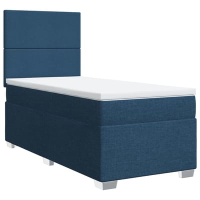 vidaXL - Boxspring - met - matras - stof - blauw - 80x200 - cm
