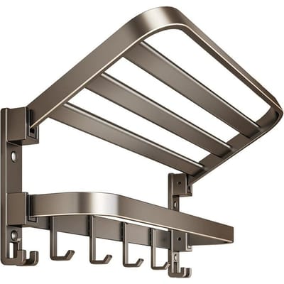 Opvouwbare handdoekhouder voor de badkamer, opbergrek zonder boren, wandorganizer gray