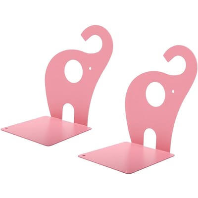 1 Paar Metalen Boekensteunen Schattige Olifant Antislip Boekstopper voor Ordners Kleine Notitieboekjes Fotoalbums roze