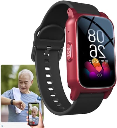 Noodoproep Armband - Senioren Alarm - Veiligheid Thuis - Valdetectie - IP67 Waterdicht - Rood