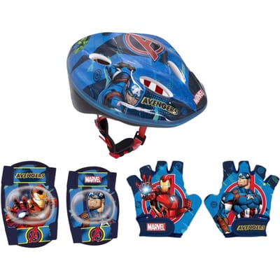 Avengers fietsset; helm, handschoenen en knie- en elleboogbeschermers