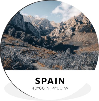WallCircle - Wandcirkel - Muurcirkel - Spanje - Bergen - Wolken - Aluminium - Dibond - 30x30 cm - Binnen en Buiten