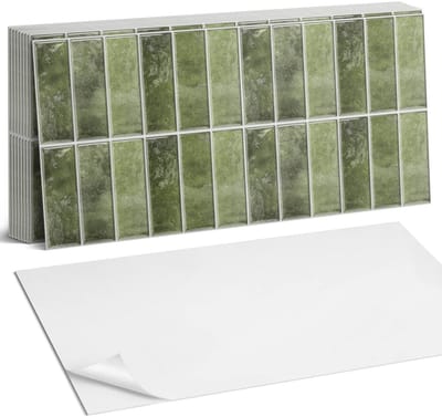 Coloray Plaktegels - Geometrisch tegelpatroon Zelfklevende Wandtegels - 40 cm x 20 cm - Groente Plaktegels - 10 stuks - Rechthoek PVC Tegels - Plaktegels Badkamer - Vloertegels Zelfklevend - Vinyl Tegels Zelfklevend - Portugese Tegels