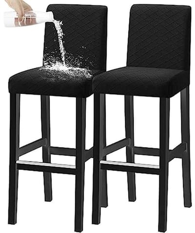 Stretchable Stoelhoezen voor Draaistoelen - Wasbaar en Afneembaar - Set van 2 (Zwart)