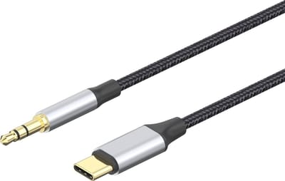 USB-C naar 3.5mm Jack Aux Kabel DAC Connector 1 meter Grijs -USB C naar 3.5mm Audio Jack | USB C Aux Adapter | 3.5mm Audiojack | 2-in-1 | Type USB-C | USB-C Charge | Adapter | Smartphone 3.5 Audio Jack