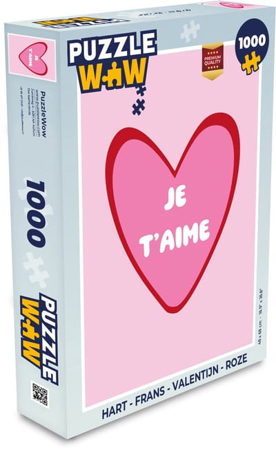 Puzzel Hart - Frans - Valentijn - Roze - Legpuzzel - Puzzel 1000 stukjes volwassenen