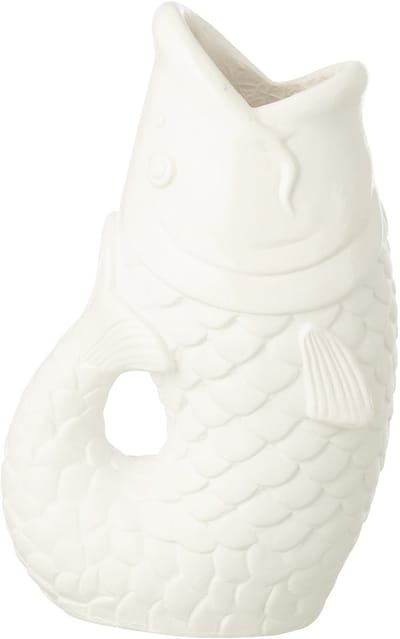 J-Line bloempot Vis - polyresin - wit - small