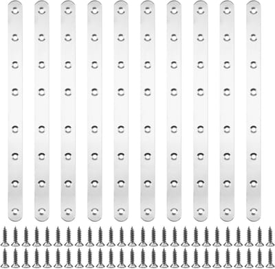 Dailygoods- Verbinder 10 Stuks - Roestvrij Stalen Connector - Geperforeerde Platen - Houtconnector - Inclusief 80 Schroeven - Eenvoudige Montage - Verbindingselement