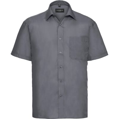 Russell Collection Heren Poplin Easy-Care overhemd met korte mouwen (Konvooi Grijs)