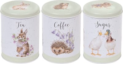 Wrendale - Set met 3 Wrendale Voorraadblikken - 'The Country Set' Country Animal Tea Coffee Sugar Set